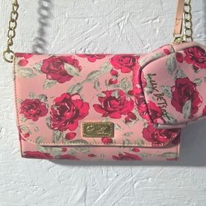 Luv Betsey Johnson Pink Floral Crossbody Bag W/ Coin Purss